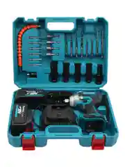 Синий гайковерт Makita аккумуляторный бесщеточный, 20V  с набором насадок