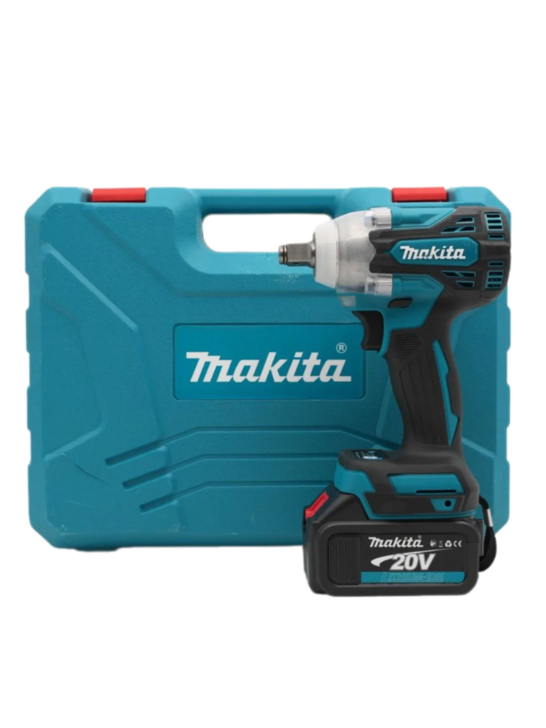 Синий гайковерт Makita аккумуляторный бесщеточный, 20V  с набором насадок
