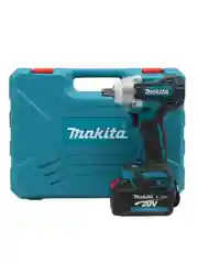 Синий гайковерт Makita аккумуляторный бесщеточный, 20V  с набором насадок