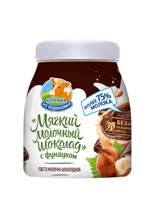 Мягкий молочный шоколад "КОРОВКА из Кореновки"  С ФУНД. 15,0%, 330 г банка ПЭТ