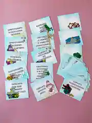 Небесно-голубой адвент календарь новогодний на 31 день с крафт пакетами, наклейками, карточками, открытками