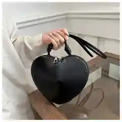 Черный сумка сердце, сумка кроссбоди, круглая сумка, трендовая сумка