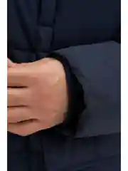 Синий пальто утепленное с воротником стойкой