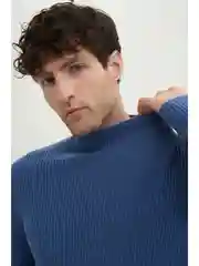 Синий джемпер прямого силуэта с шерстью