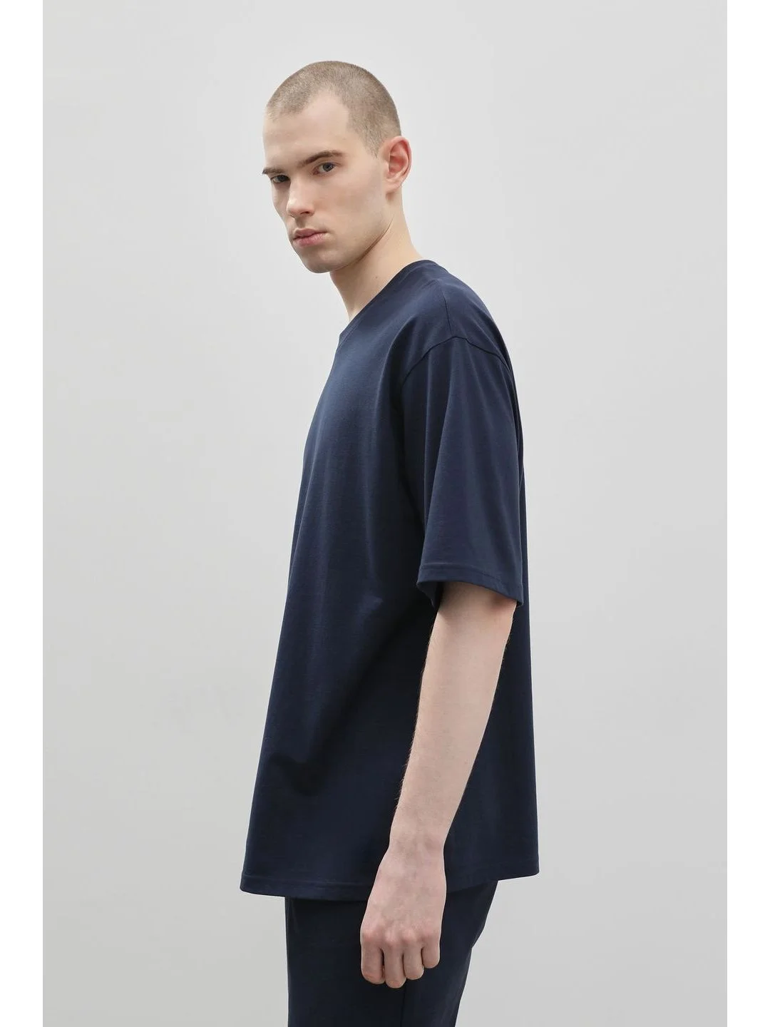 Синий футболка oversize силуэта из хлопка
