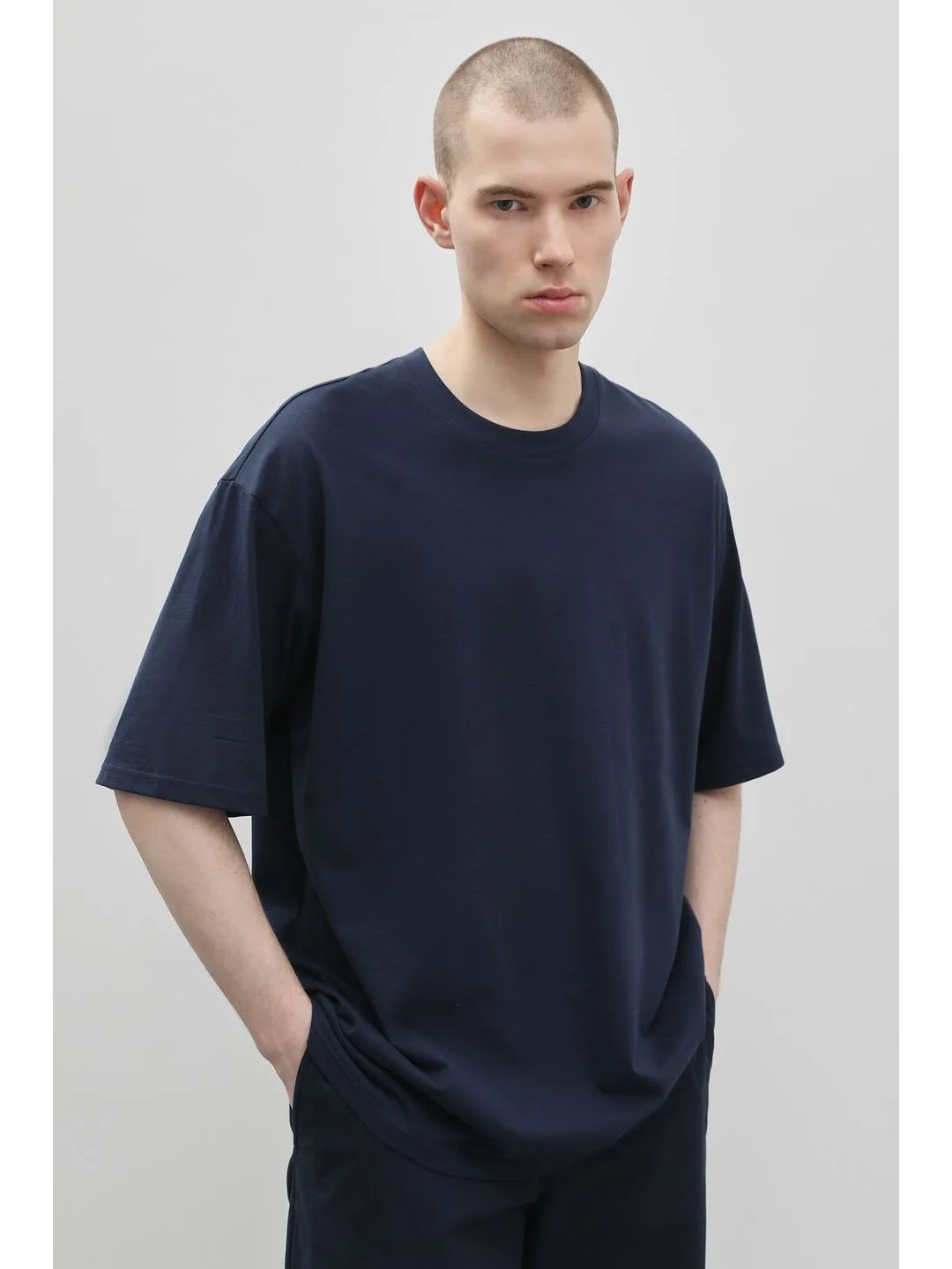 Синий футболка oversize силуэта из хлопка