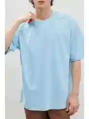 Голубой футболка oversize силуэта из хлопка