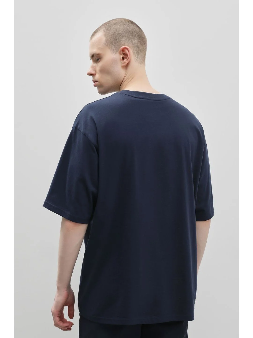 Синий футболка oversize силуэта из хлопка