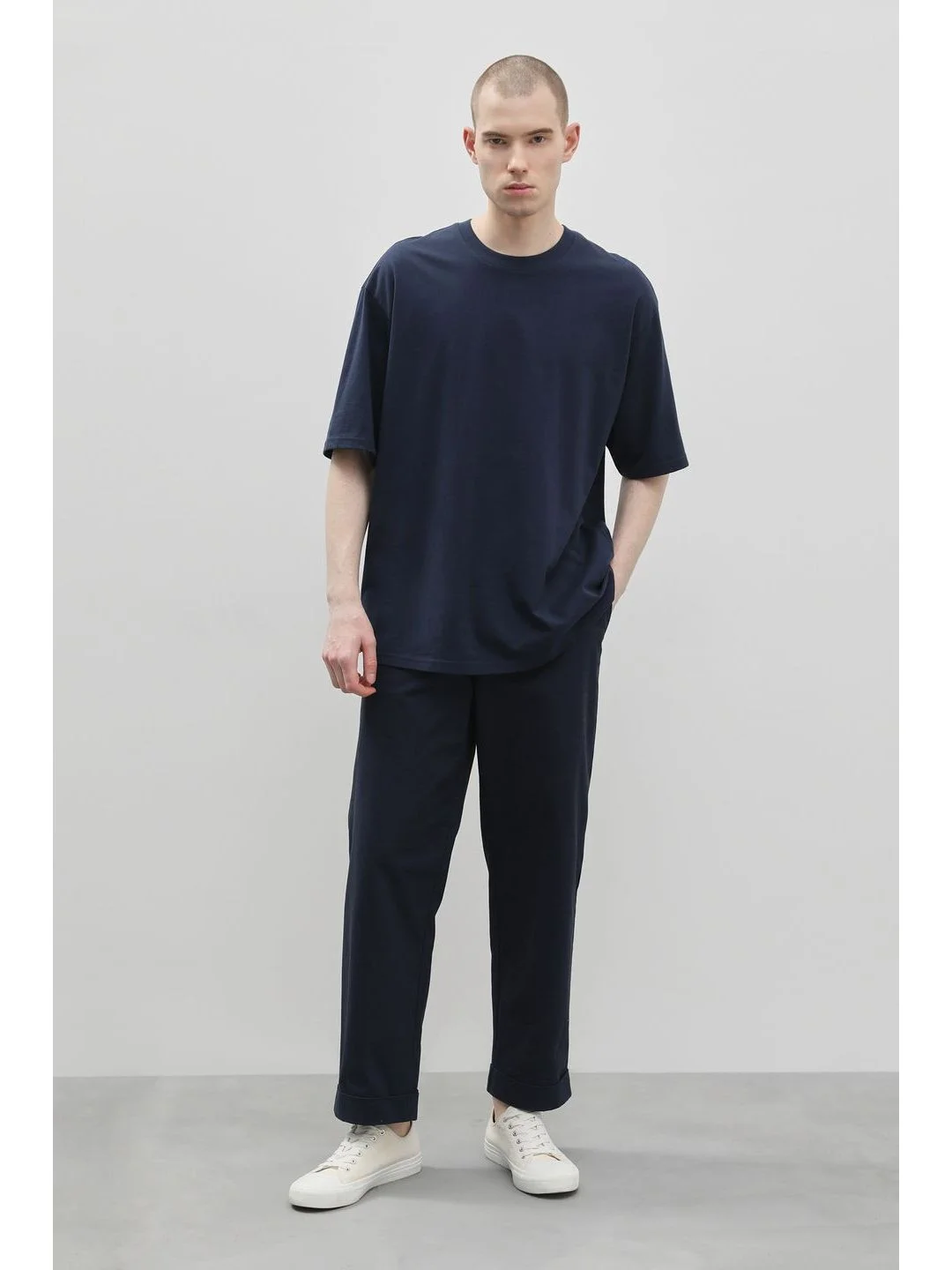 Синий футболка oversize силуэта из хлопка