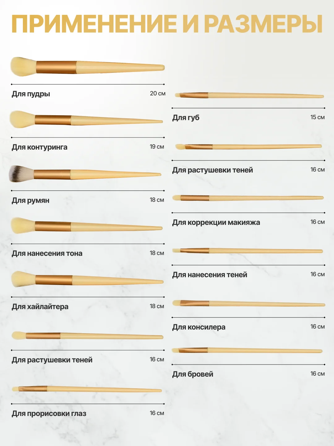 Желтый набор кистей для макияжа, кисть для пудры, теней, румян, тонального крема, кисточки 13 шт