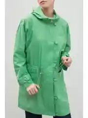 Зеленый укороченный плащ с капюшоном