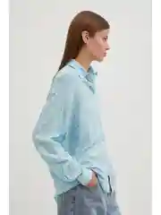 Белый блузка из вискозы с длинным рукавом