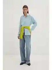 Белый блузка из вискозы с длинным рукавом