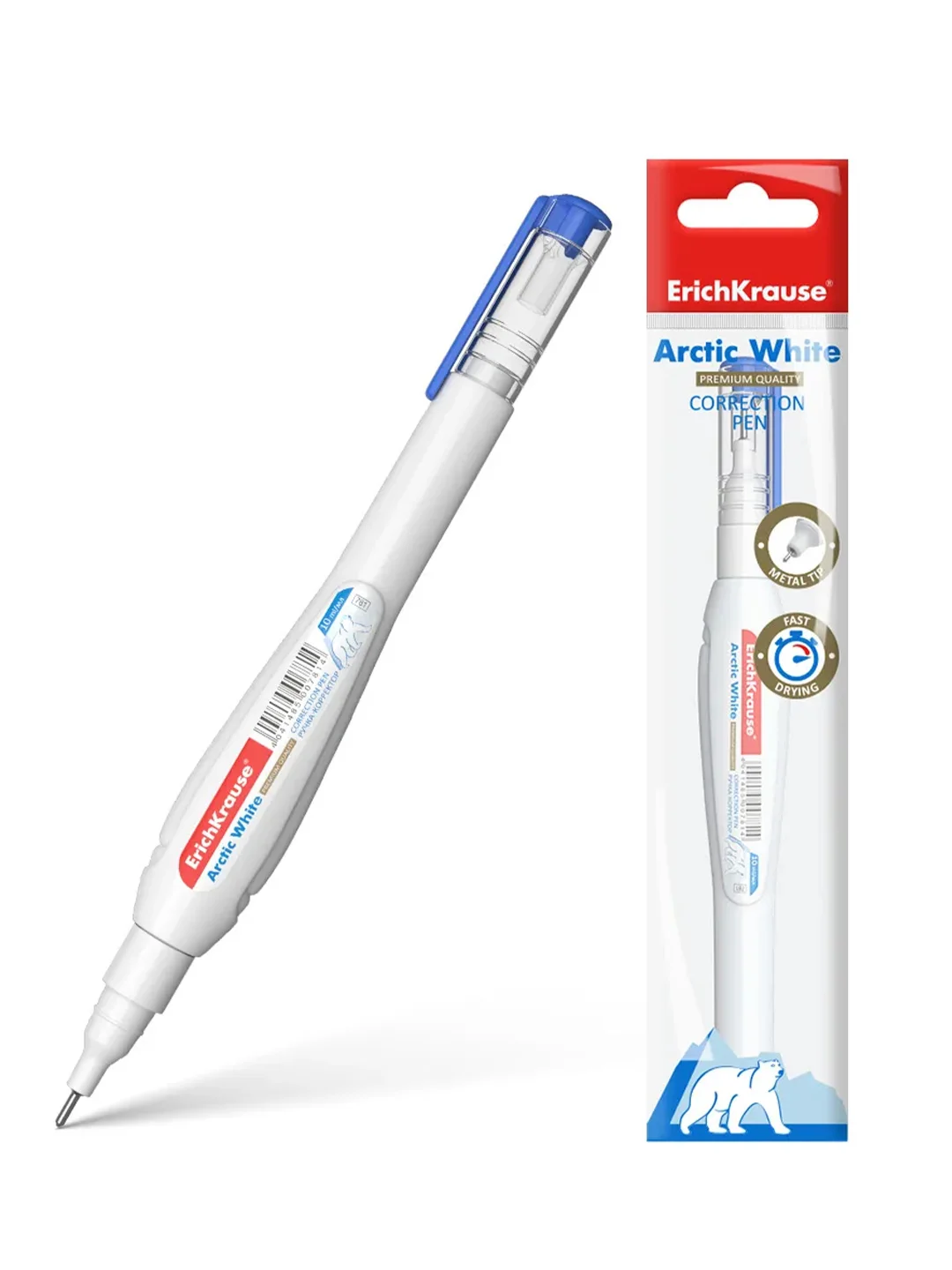 Ручка-корректор ErichKrause Arctic white, в пакете по 1 шт