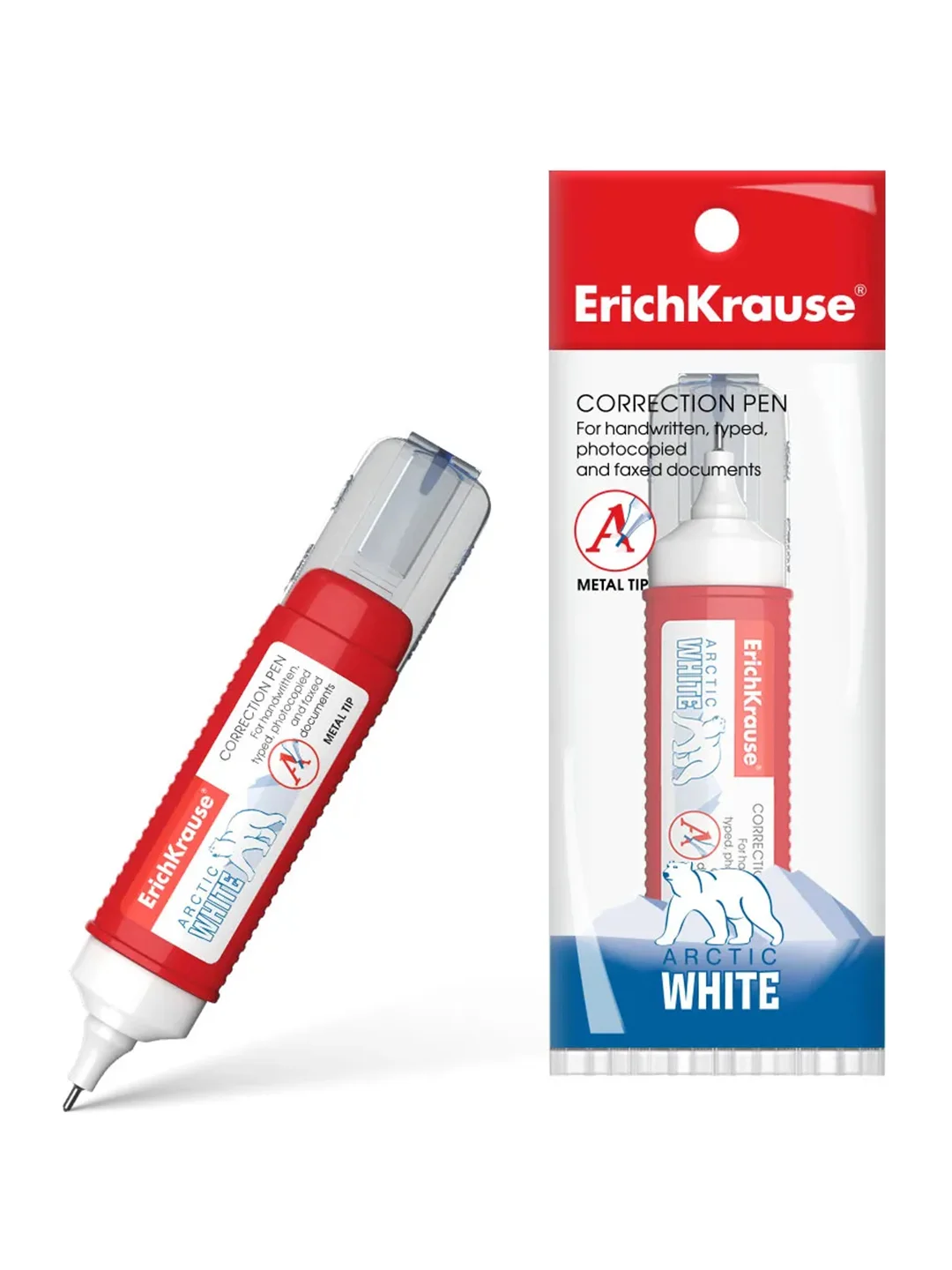 Ручка-корректор ErichKrause Arctic white, в пакете по 1 шт