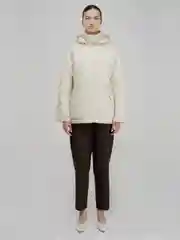 Бежевый утепленная куртка со съемным капюшоном