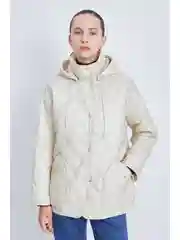 Бежевый утепленная куртка со съемным капюшоном