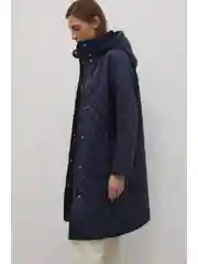 Синий стеганое утепленное пальто