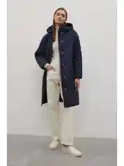 Синий стеганое утепленное пальто