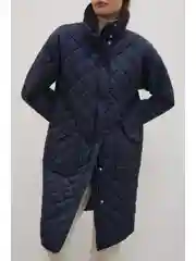 Синий стеганое утепленное пальто