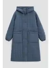 Бежевый пальто утепленное с капюшоном