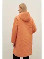 Оранжевый полупальто утепленное с капюшоном