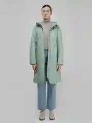 Зеленый полупальто утепленное с капюшоном