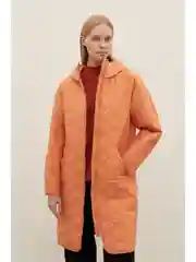 Оранжевый полупальто утепленное с капюшоном