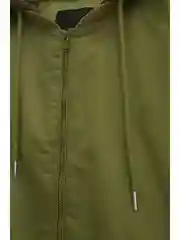Хаки утепленный бомбер с капюшоном