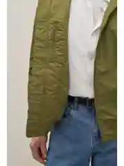 Хаки утепленный бомбер с капюшоном