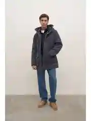 Синий полупальто утепленное с хлопком