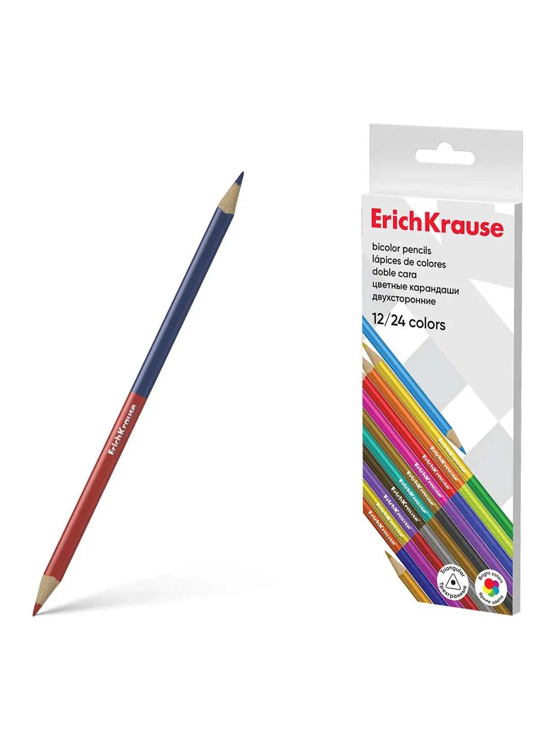 Цветные карандаши деревянные ErichKrause Bicolor трехгранные двусторонние 12/18 цветов