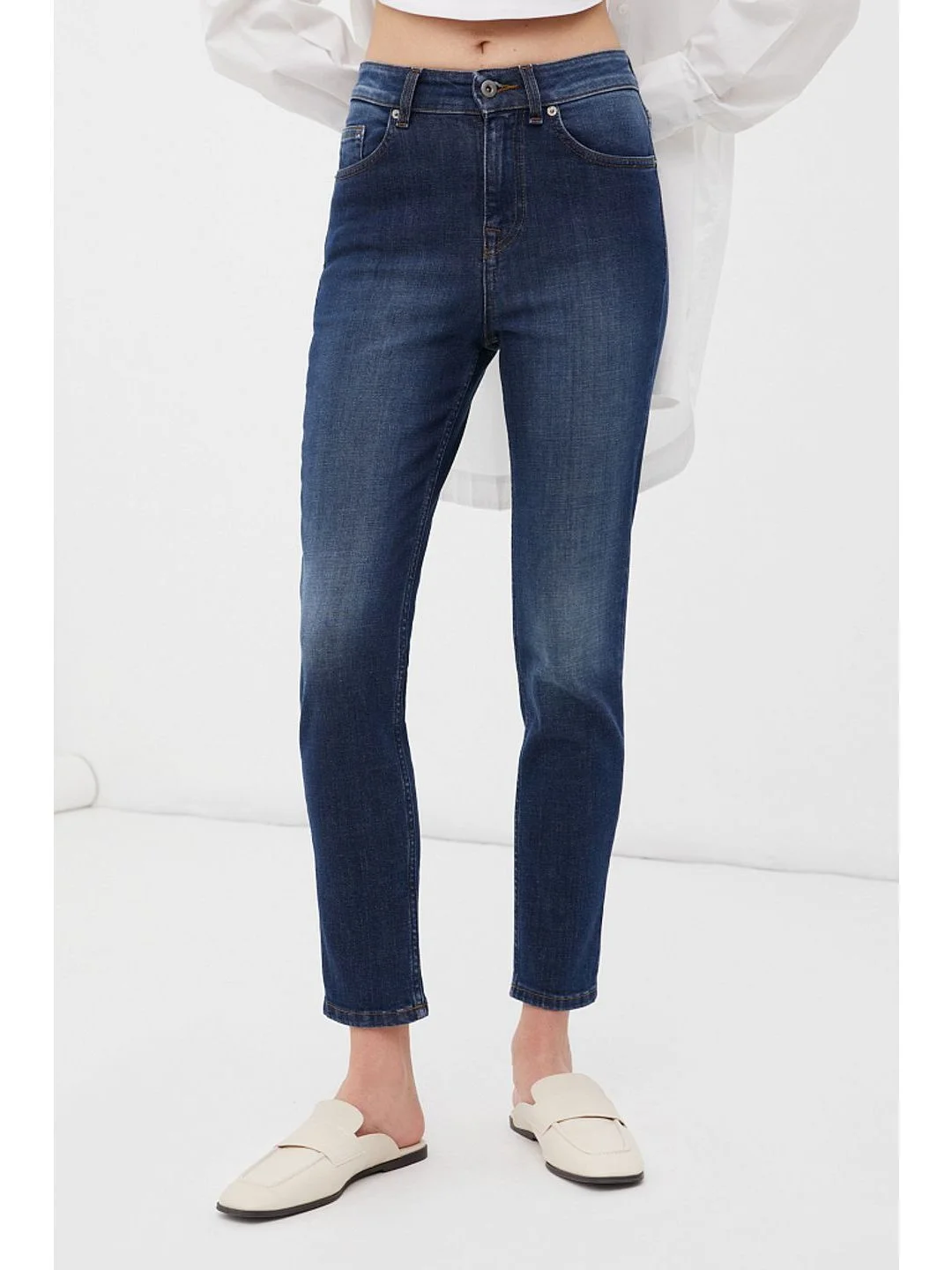 Синий джинсы slim fit женские