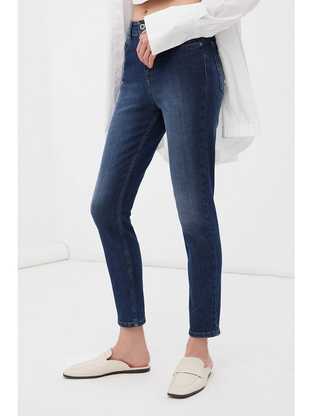 Синий джинсы slim fit женские