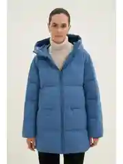 Стеганый пуховик с капюшоном