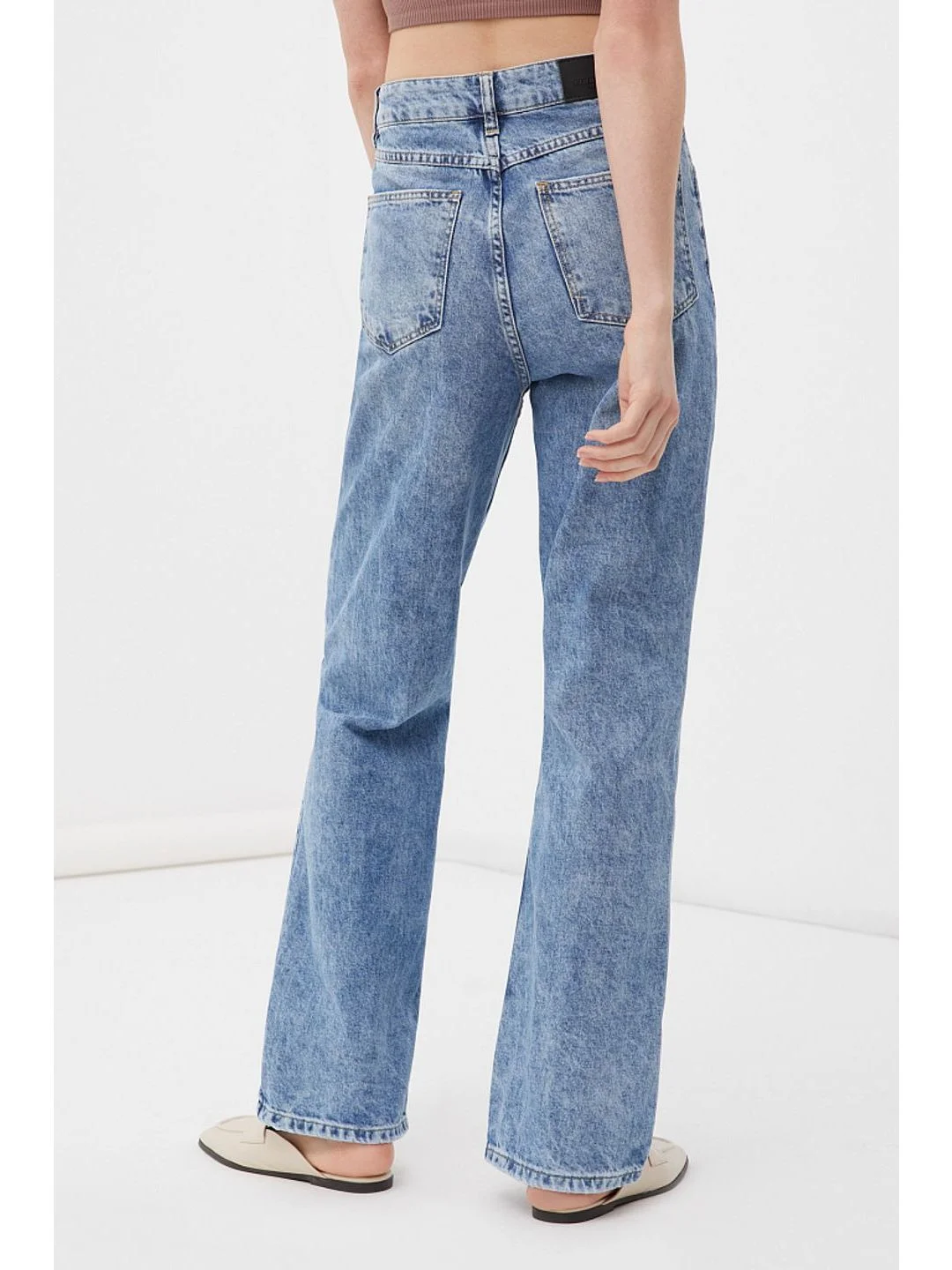 Голубой джинсы straight fit женские
