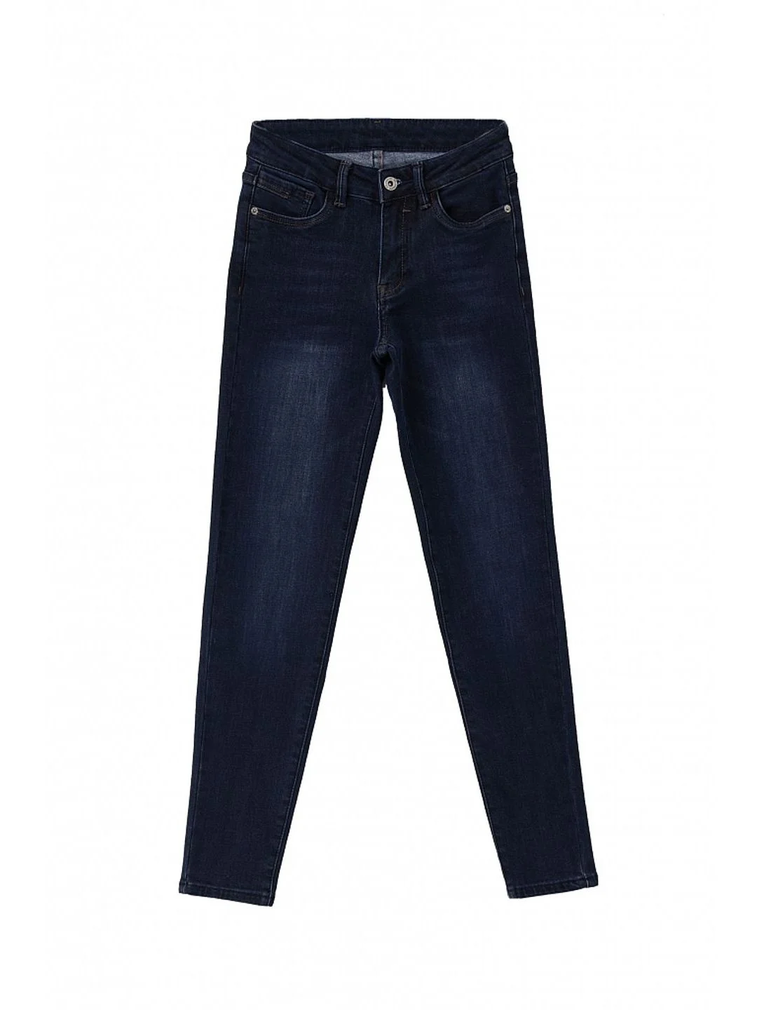 Синий утепленные джинсы straight fit женские