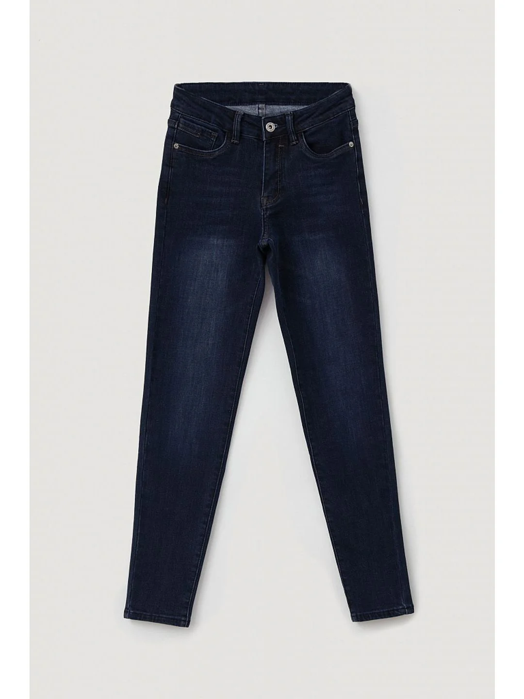 Синий утепленные джинсы straight fit женские