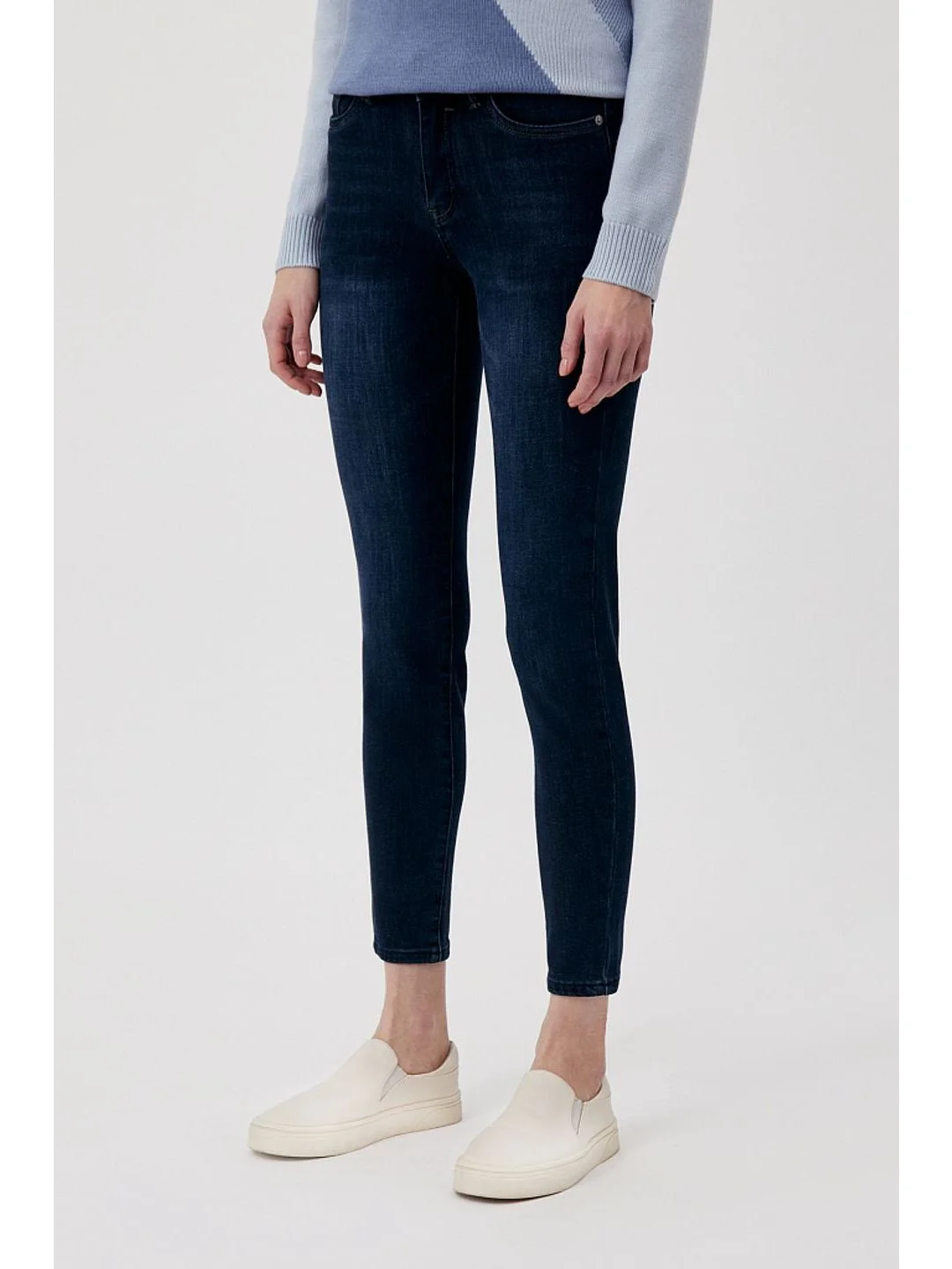 Синий утепленные джинсы straight fit женские