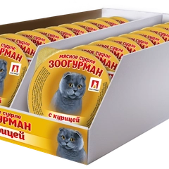Влажный корм для кошек Суфле ЗООГУРМАН с курицей д/к ламистеры 100г*20шт