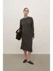 Голубой вязаное платье с длинным рукавом