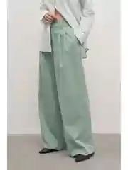 Зеленый брюки палаццо со стрелками