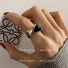 Серебряный кольцо сердце, Кольцо регулируемое, женское кольцо, кольцо кейпоп, к-pop, корейское кольцо