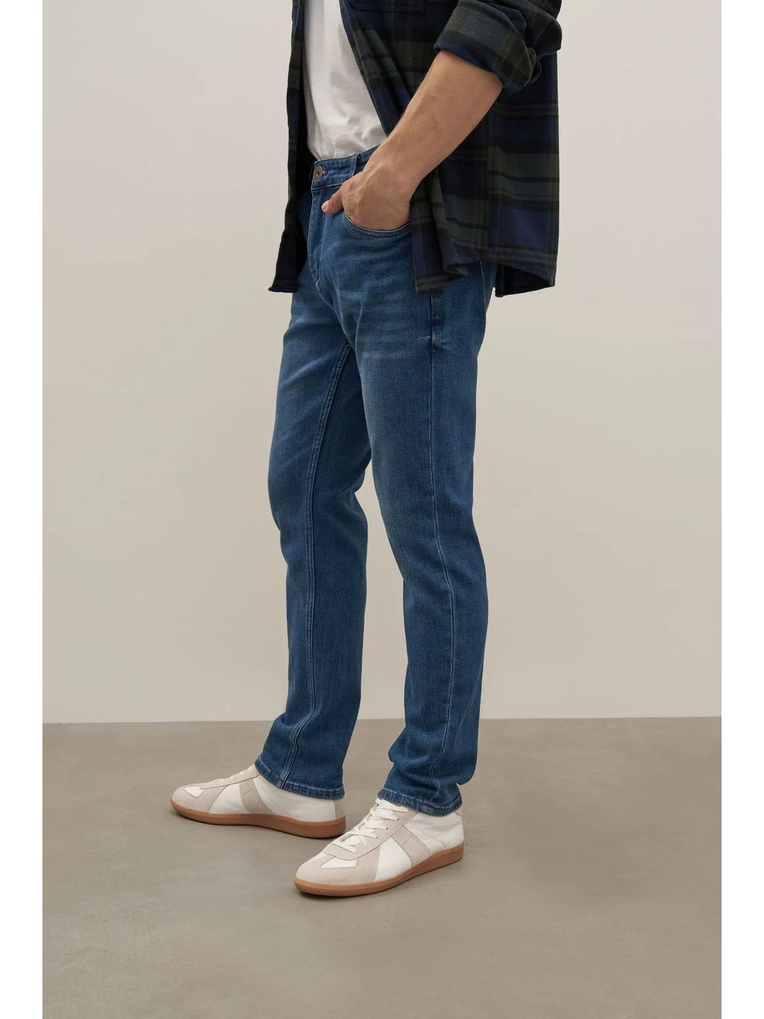 Синий джинсы slim fit мужские