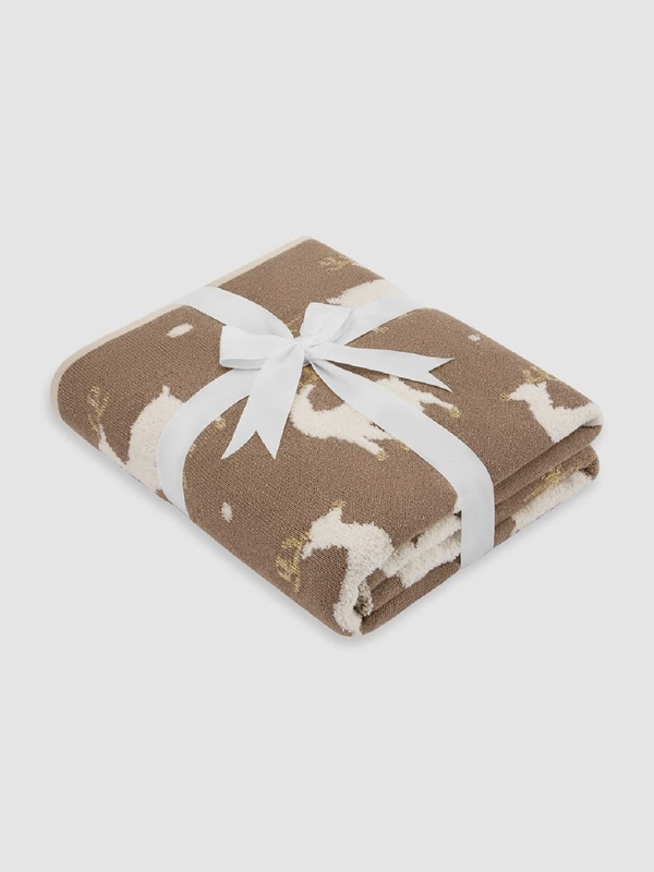 Плед Arya Хлопок 127x152 Cheerful Reindeers Светло-коричневый, Белый