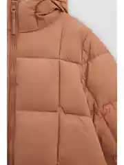 Розовый стеганая куртка с капюшоном