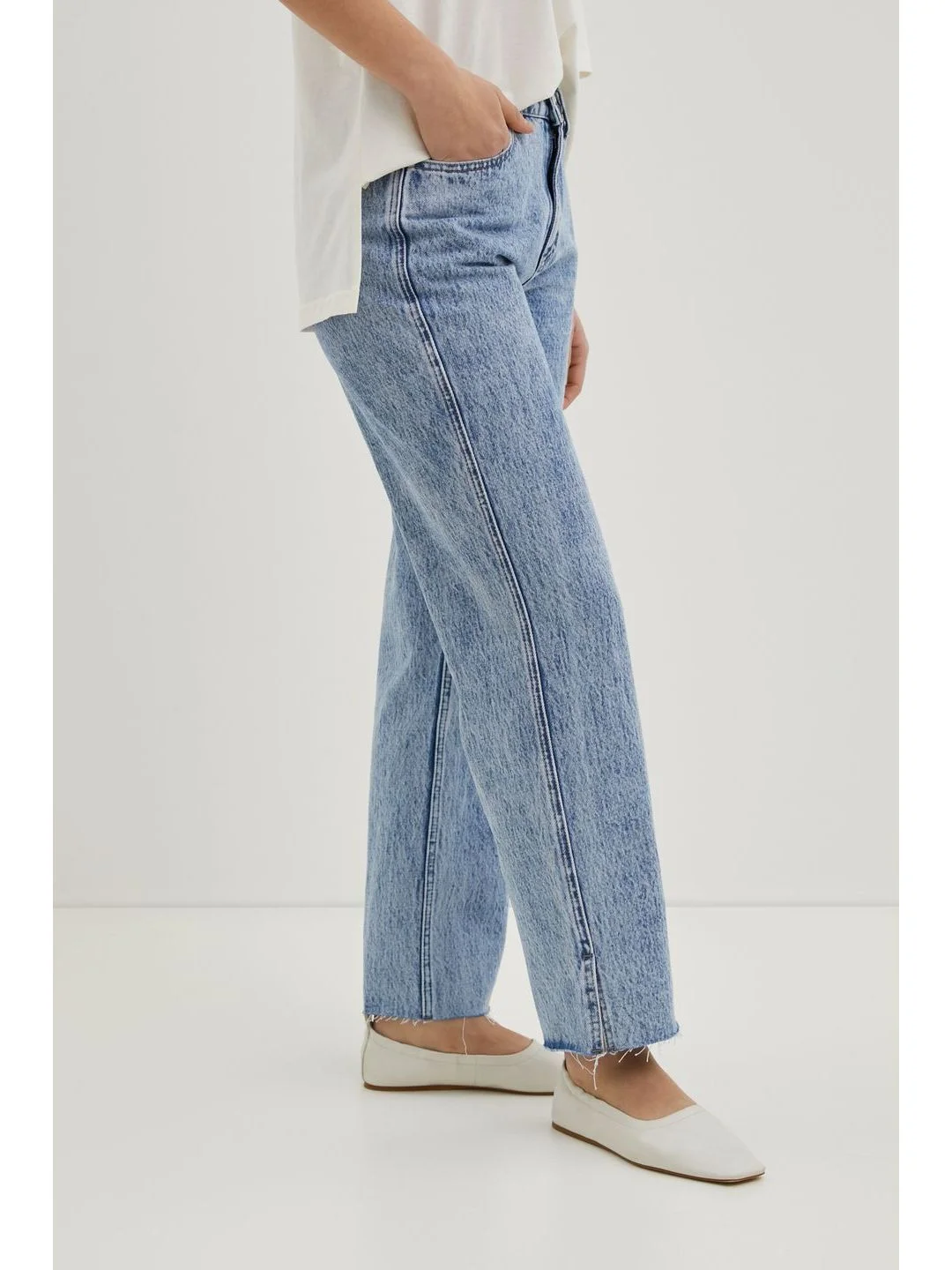 Голубой джинсы straight fit женские