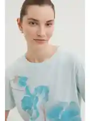 Зеленый футболка из хлопка с принтом