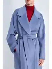 Синий пальто из шерсти с поясом