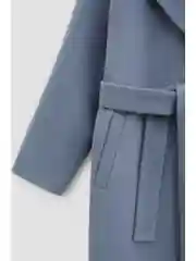 Синий пальто из шерсти с поясом